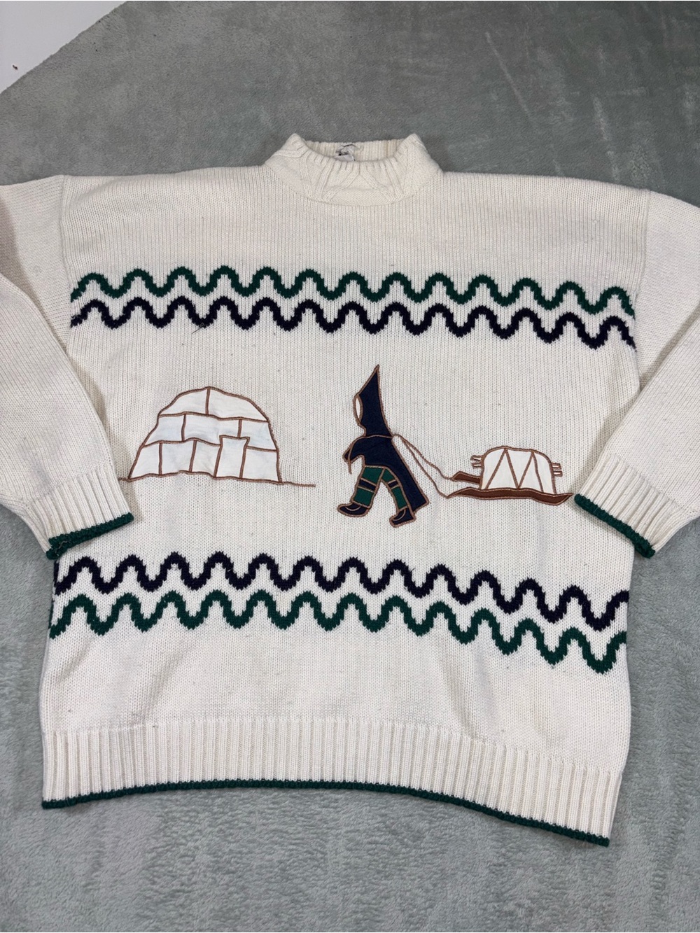 Vintage 80s 19th Avenue Arctic Inuit Igloo Knit Sweater